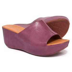 Kork-Ease Leather Wedge Slide Burgundy